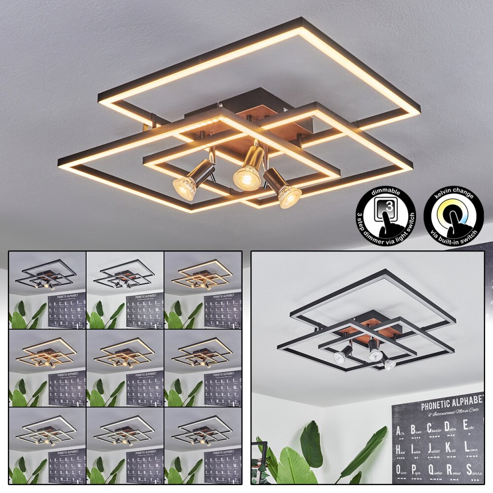 Plafonnier Deadwood LED Brun, Couleur bois, 4 lumières main product photo