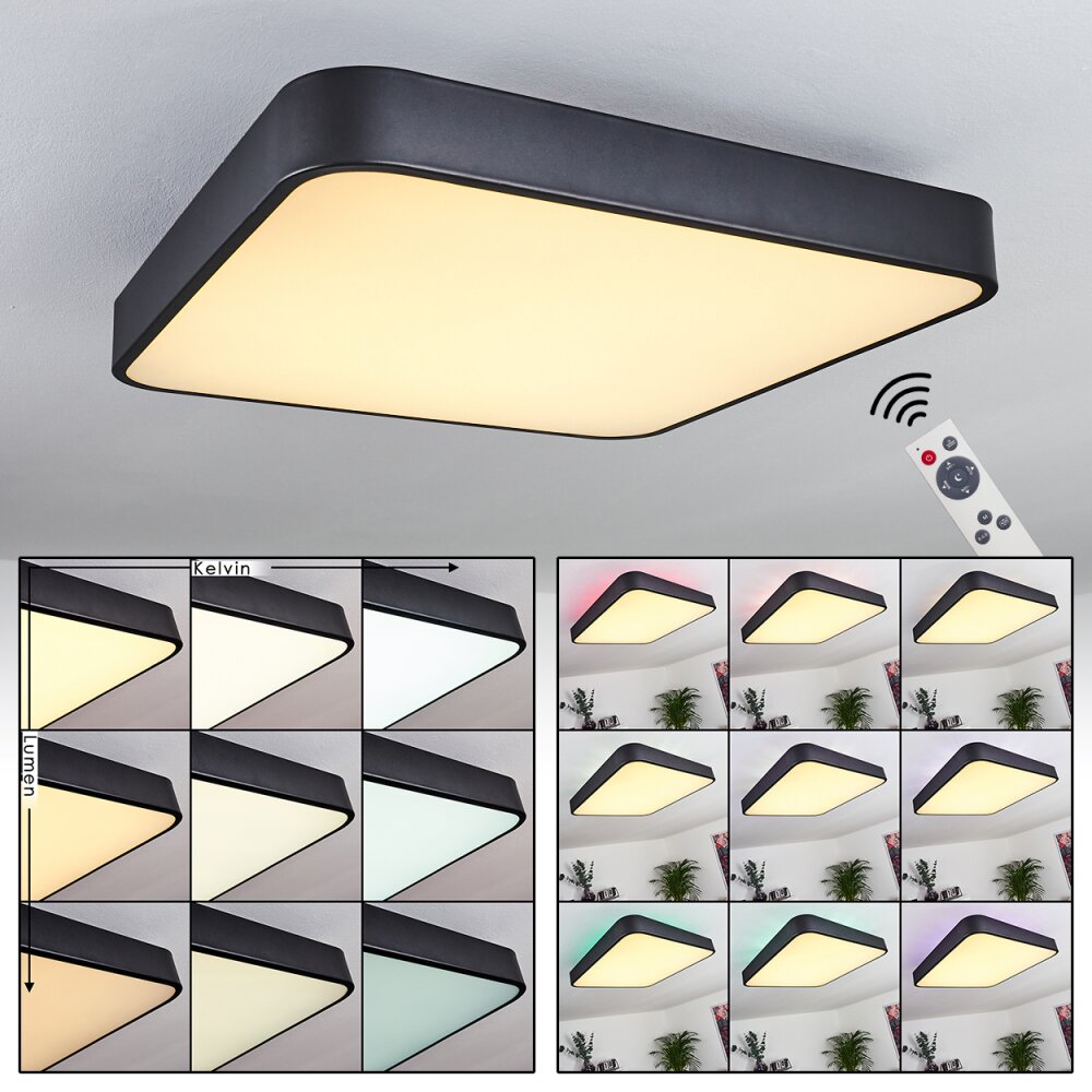 Plafonnier Batamoto LED Noir, Blanc, 2 lumières, Télécommandes, Changeur de couleurs main product photo