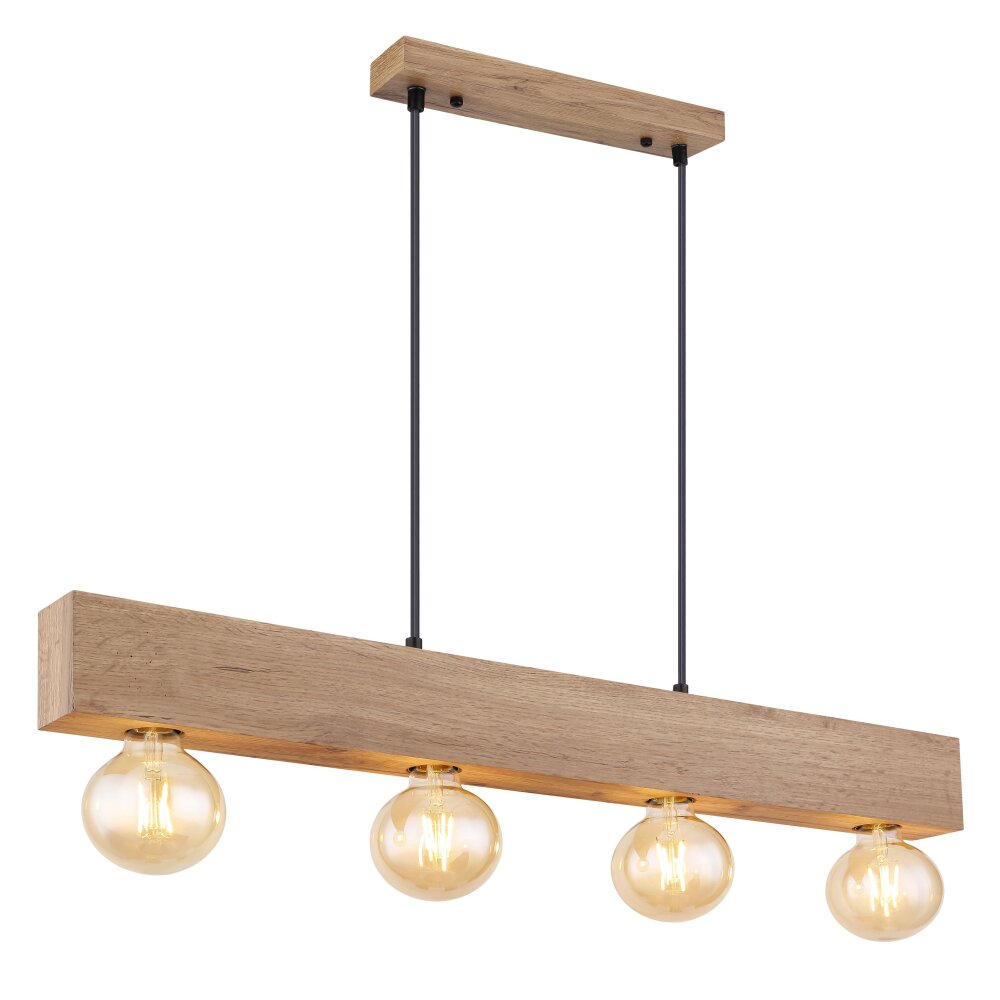Suspension Globo ERNA Bois clair, Noir, 4 lumières main product photo