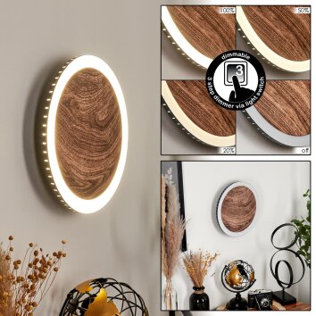Applique murale Rocha LED Brun, Couleur bois, Noir, 1 lumière