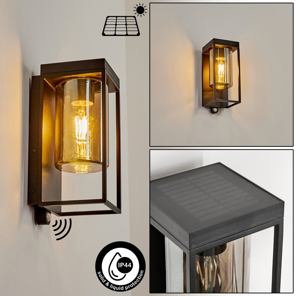 Applique murale d'extérieur Palanga LED Noir, 1 lumière, Détecteur de mouvement main product photo
