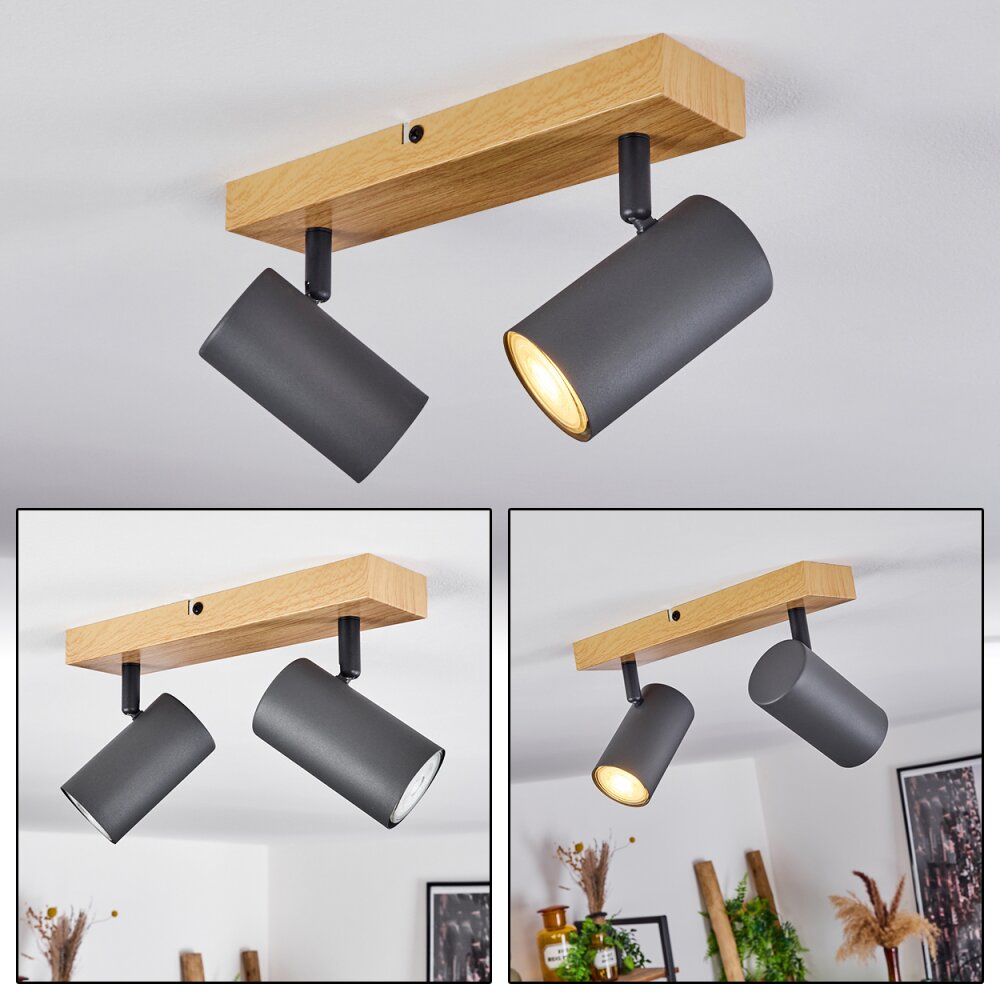 Plafonnier Javel Couleur bois, Noir, 2 lumières main product photo