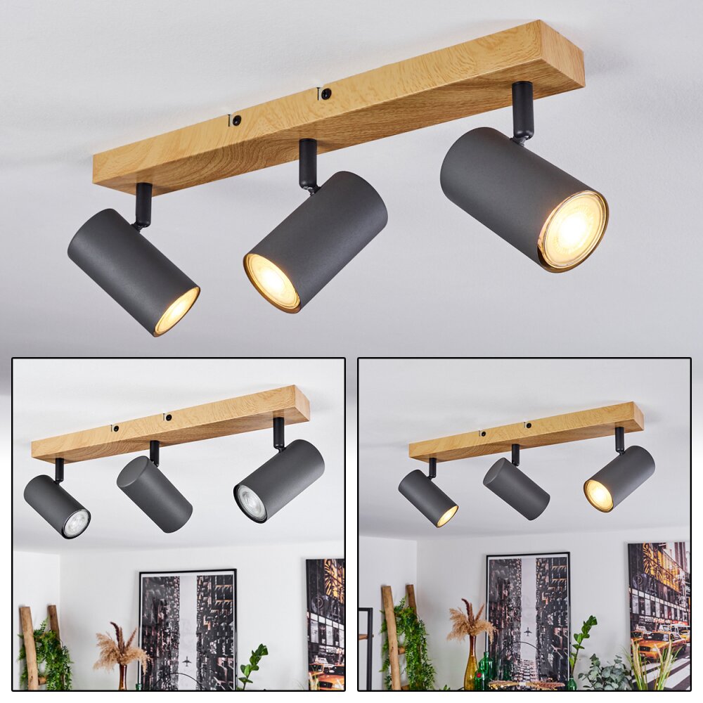 Plafonnier Javel Couleur bois, Noir, 3 lumières main product photo