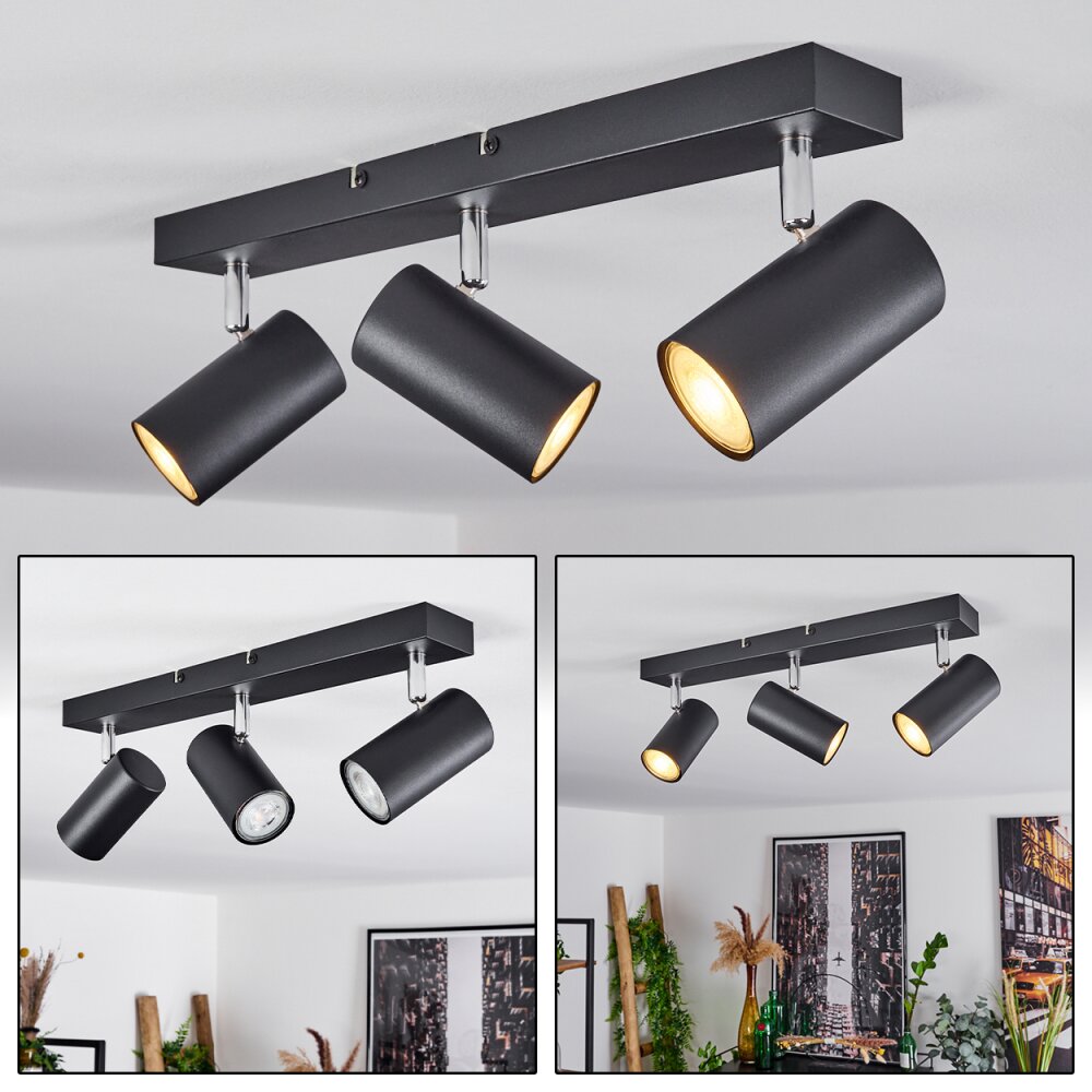 Plafonnier Javel Chrome, Noir, 3 lumières main product photo