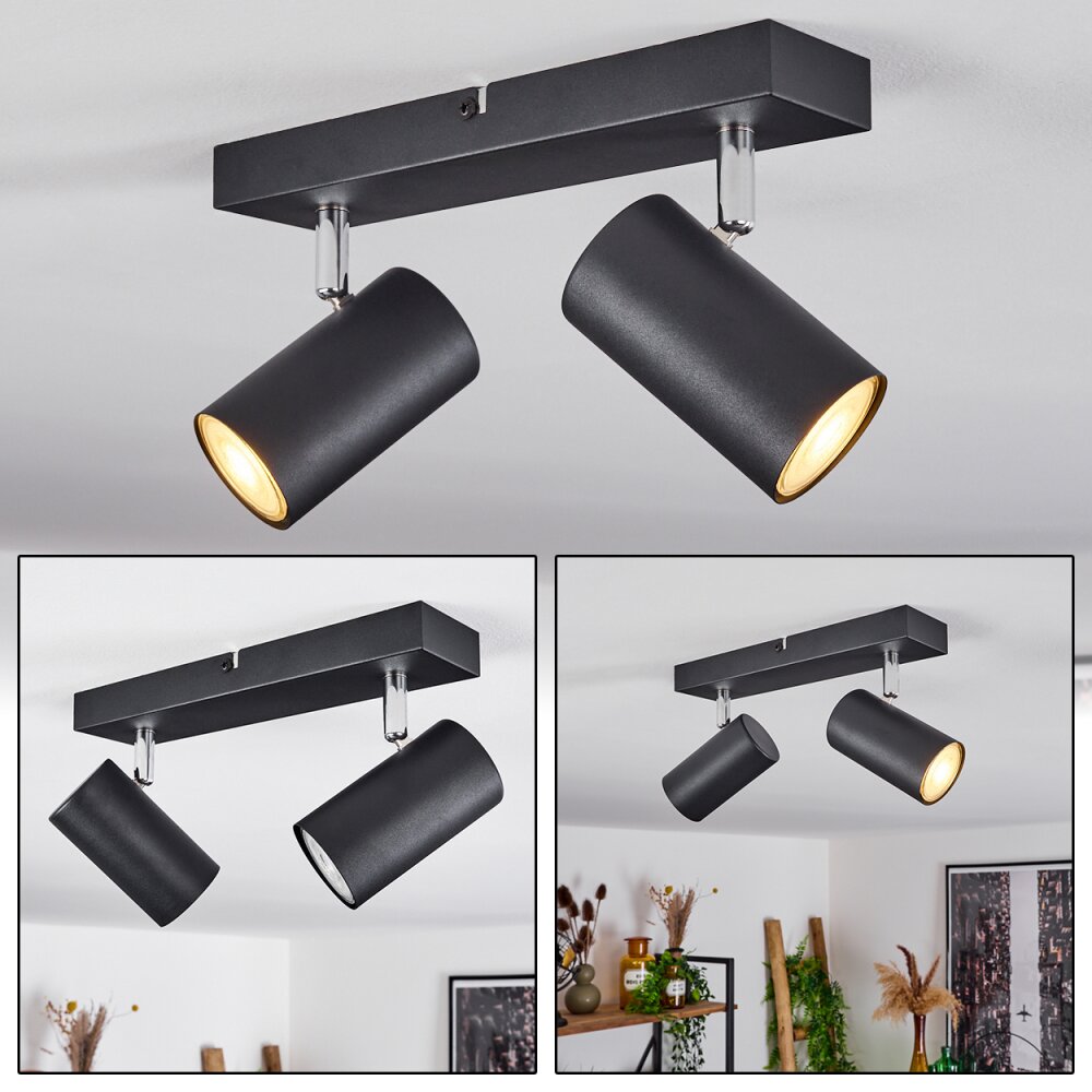Plafonnier Javel Chrome, Noir, 2 lumières main product photo