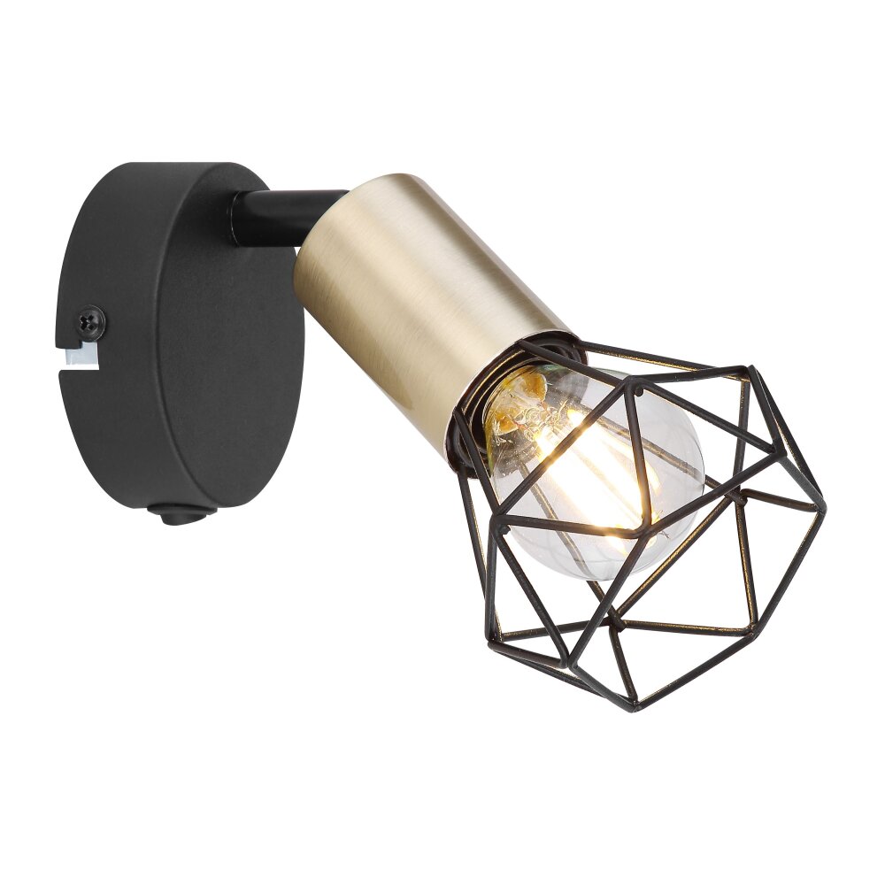 Applique murale Globo XARA Vieux laiton, Noir, 1 lumière main product photo