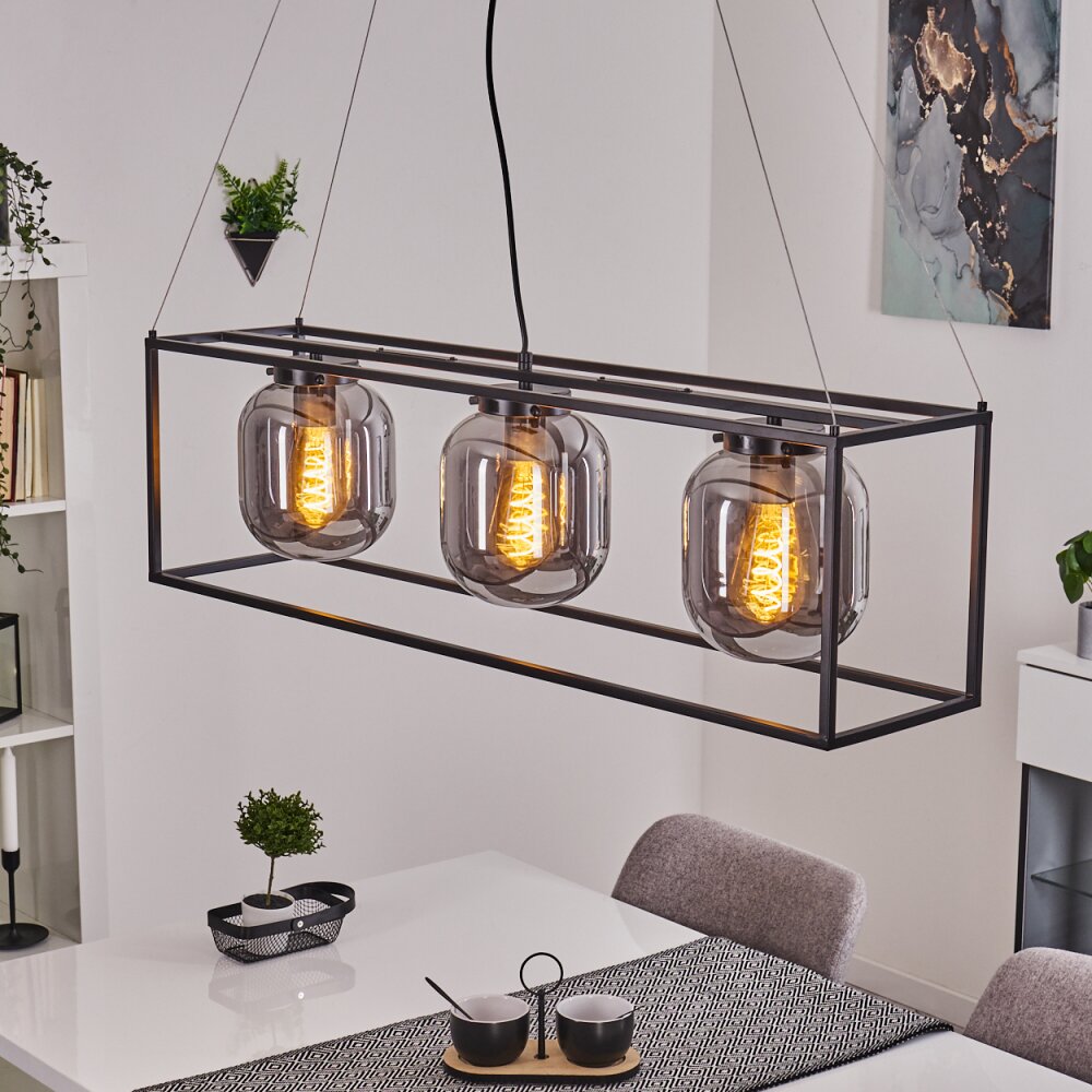 Suspension Elvange Noir, 3 lumières main product photo