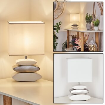 Lampe de table Berghamn Argenté, Blanc, 1 lumière