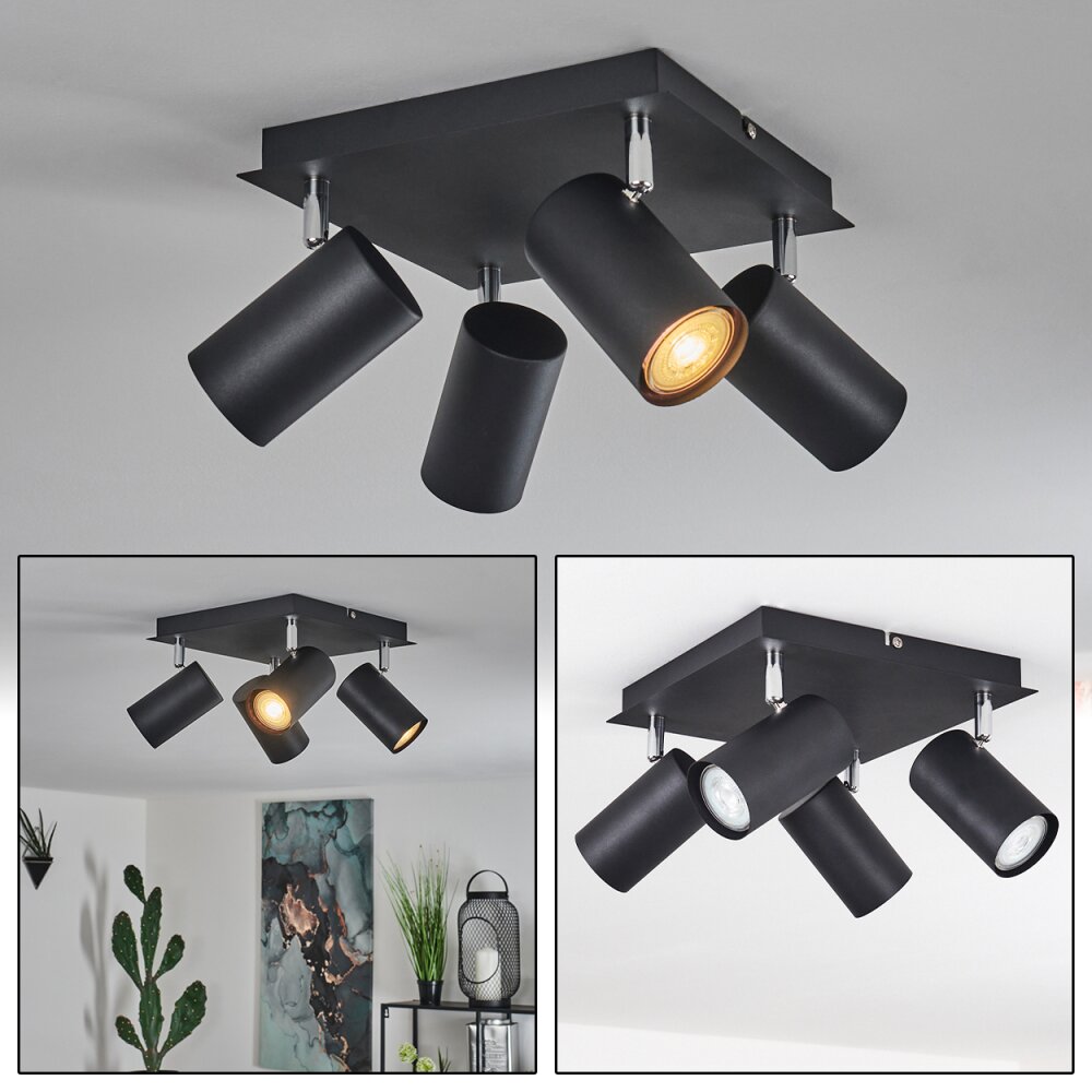 Plafonnier Zuoz Chrome, Noir, 4 lumières main product photo