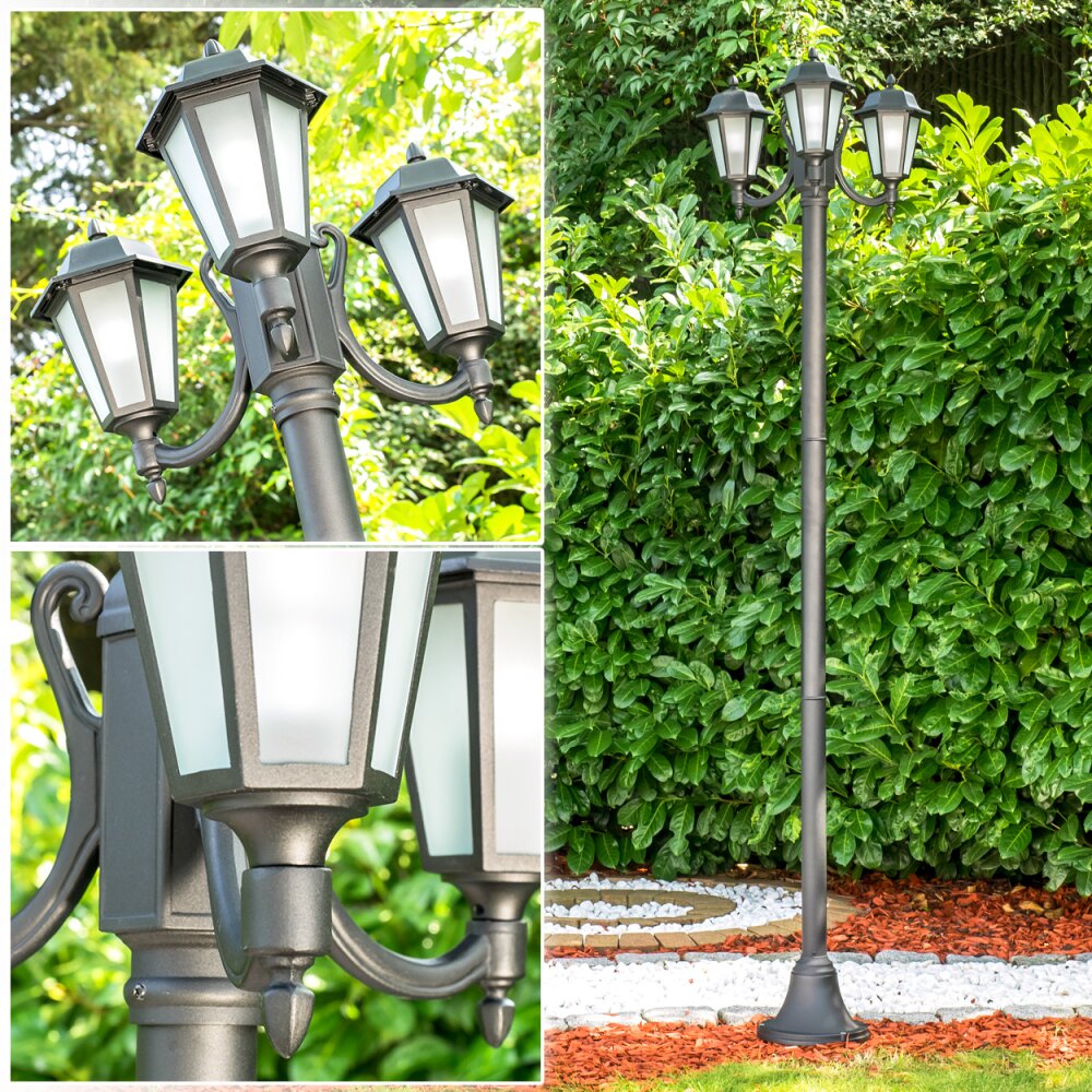 Réverbère NATAL FROST Noir, 3 lumières main product photo