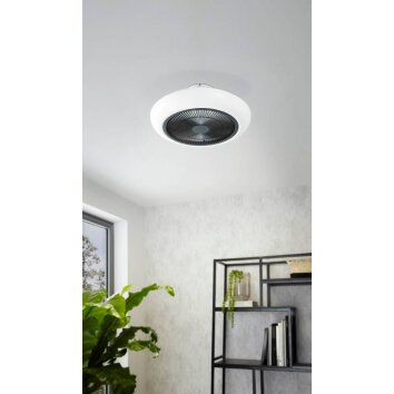 Ventilateur de plafond Eglo SAYULITA LED Noir, Blanc, 3 lumières