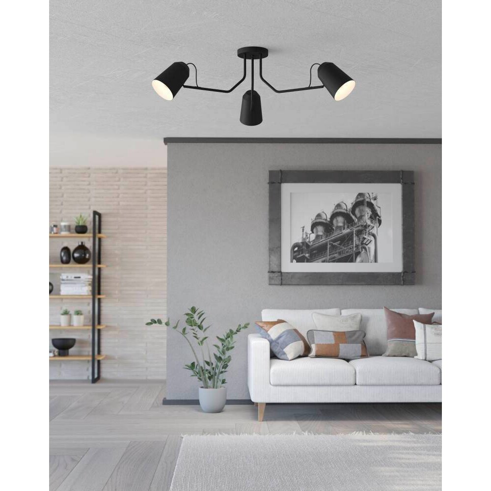 Plafonnier Eglo LORETO Noir, Blanc, 3 lumières main product photo