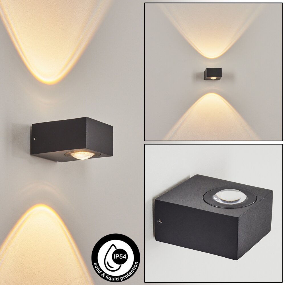 Applique murale d'extérieur Curvel LED Noir, 2 lumières main product photo
