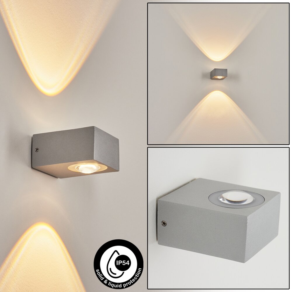 Applique murale d'extérieur Curvel LED Argenté, 2 lumières main product photo