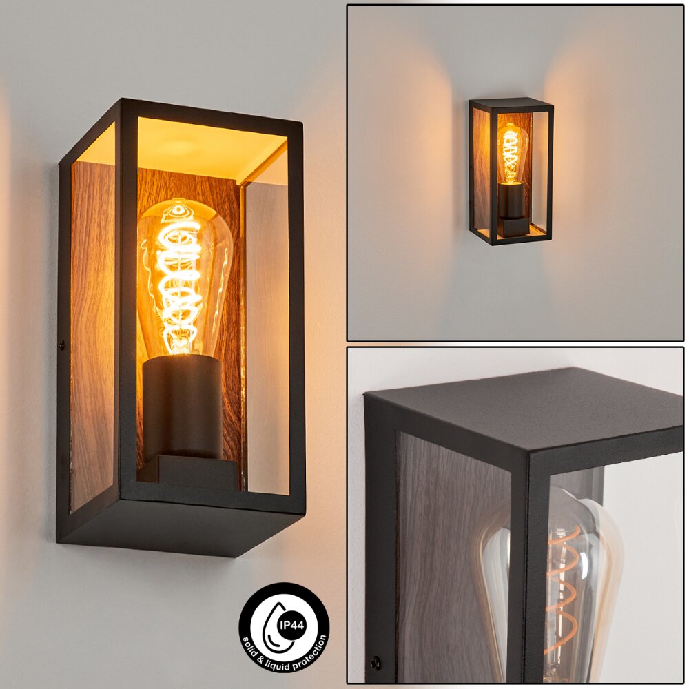 Applique murale d'extérieur Hakkas Couleur bois, Noir, 1 lumière main product photo