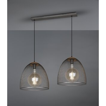 Suspension Trio Ivar Brun foncé, Nickel mat, 2 lumières