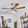 Ventilateur de plafond  Apiao Brun, Couleur bois, Argenté, 1 lumière