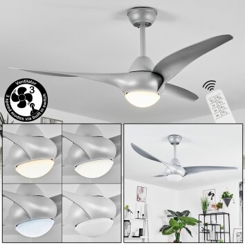 Ventilateur de plafond  Malloa LED Titane, 1 lumière, Télécommandes