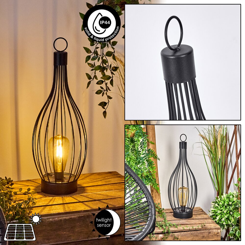 Lampe de table solaire Quillagua LED Noir, 1 lumière main product photo