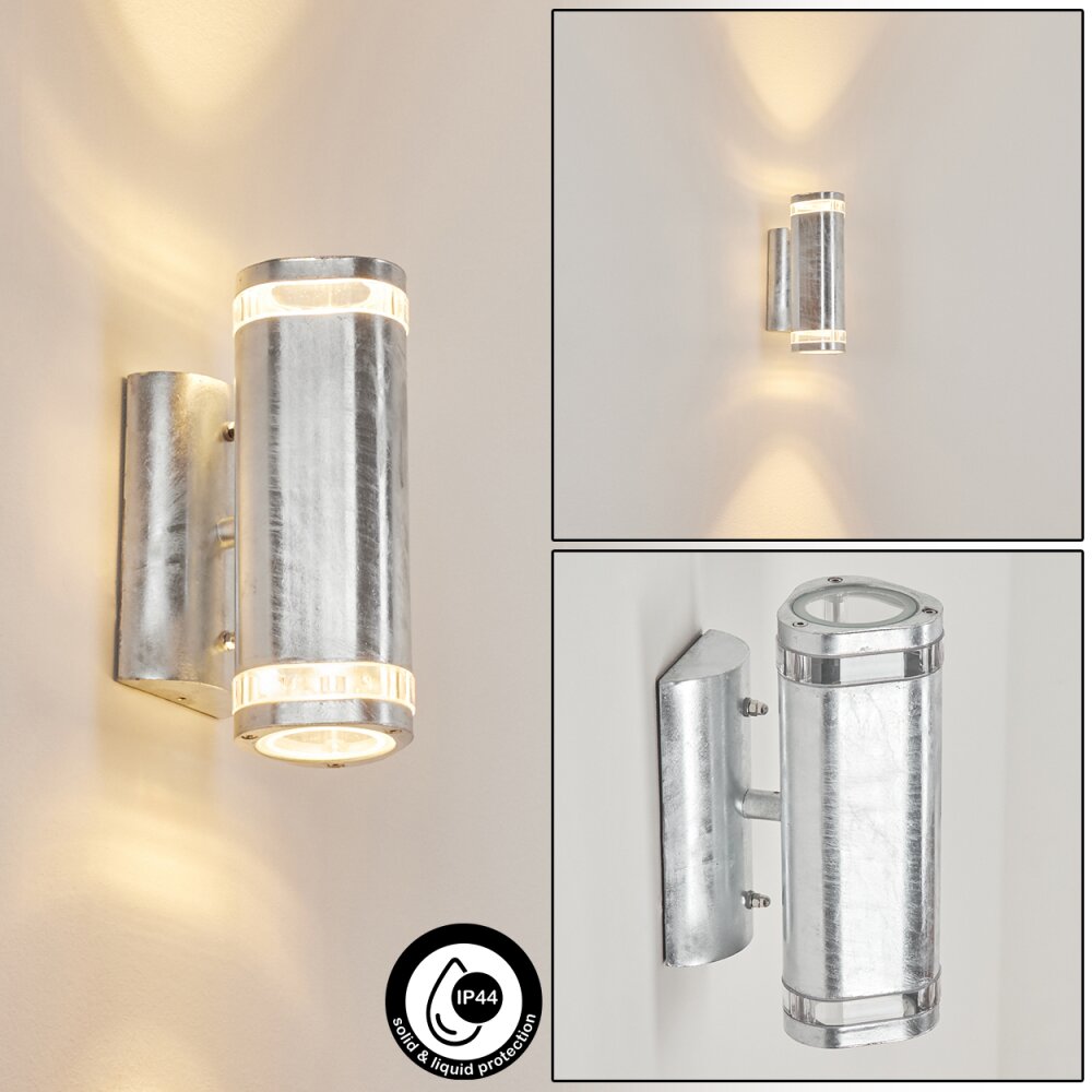Applique murale d'extérieur Amyton Acier inoxydable, Transparent, Zingué, 2 lumières main product photo
