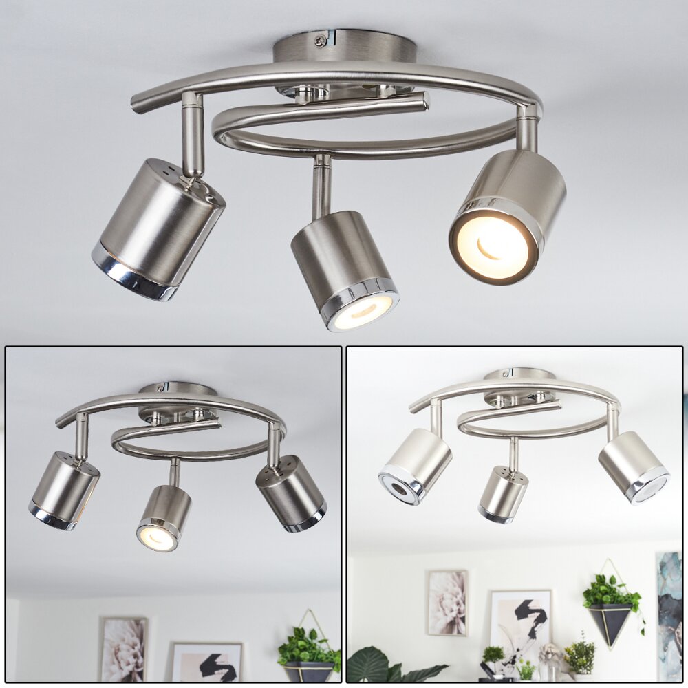 Plafonnier Autilla LED Nickel mat, Blanc, 3 lumières main product photo