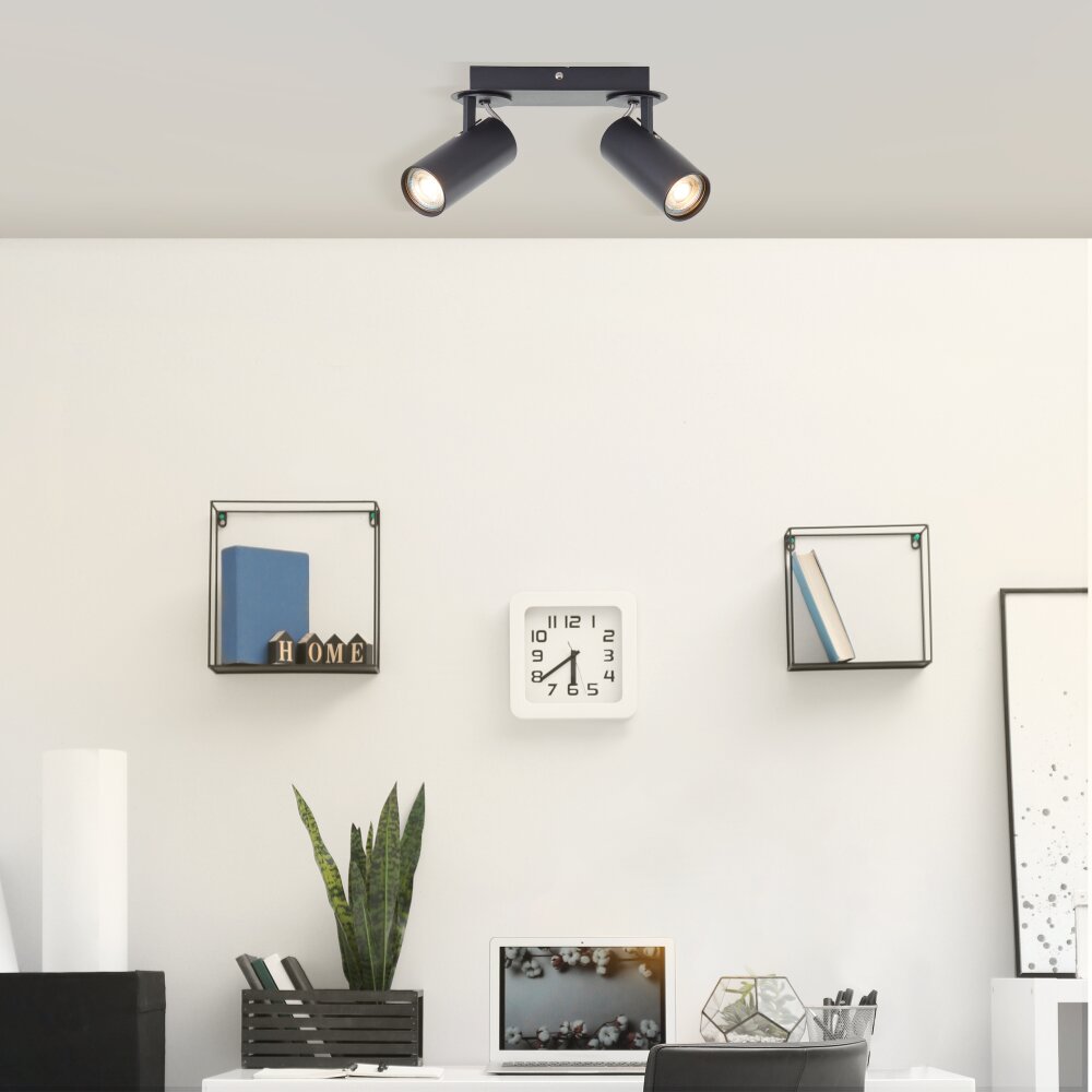 Plafonnier Brilliant Kamolo Noir, 2 lumières main product photo