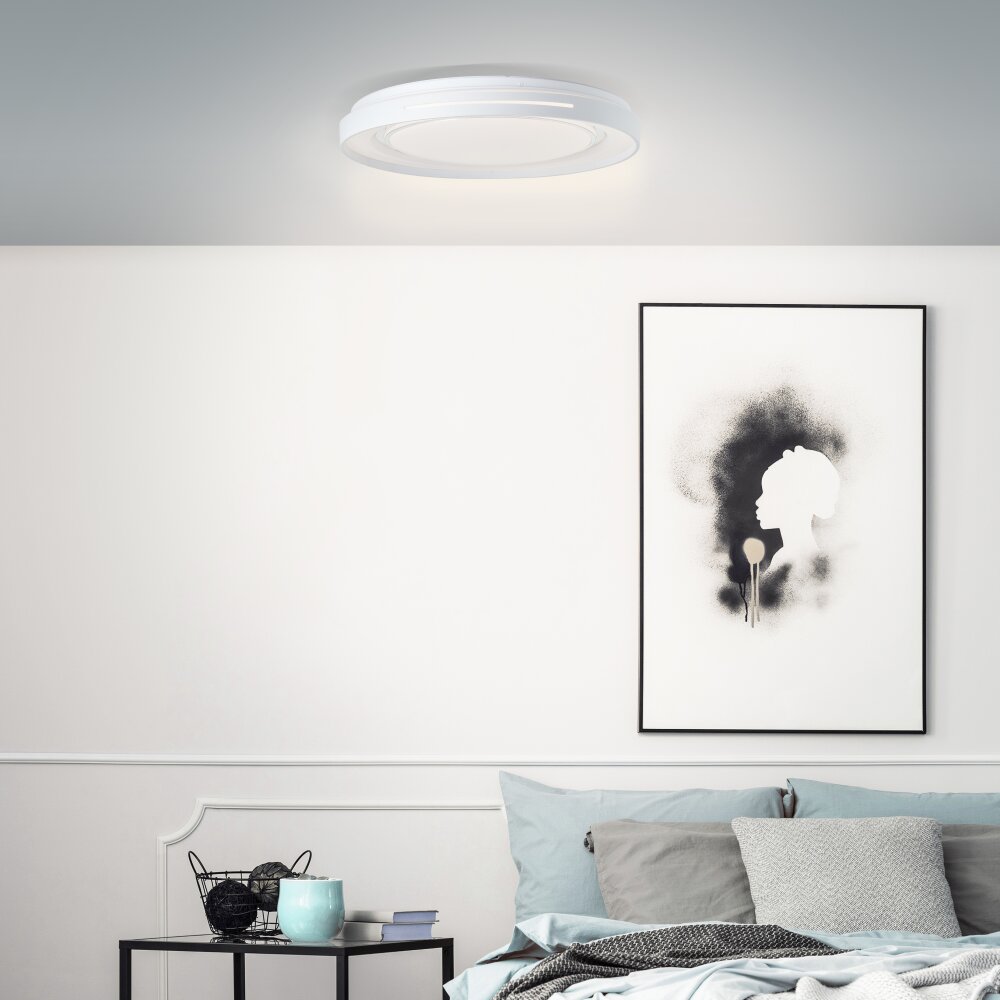 Plafonnier Brilliant Barty LED Chrome, Blanc, 1 lumière, Télécommandes main product photo