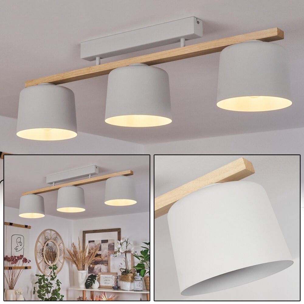Plafonnier Combarbala Gris, Bois clair, 3 lumières main product photo