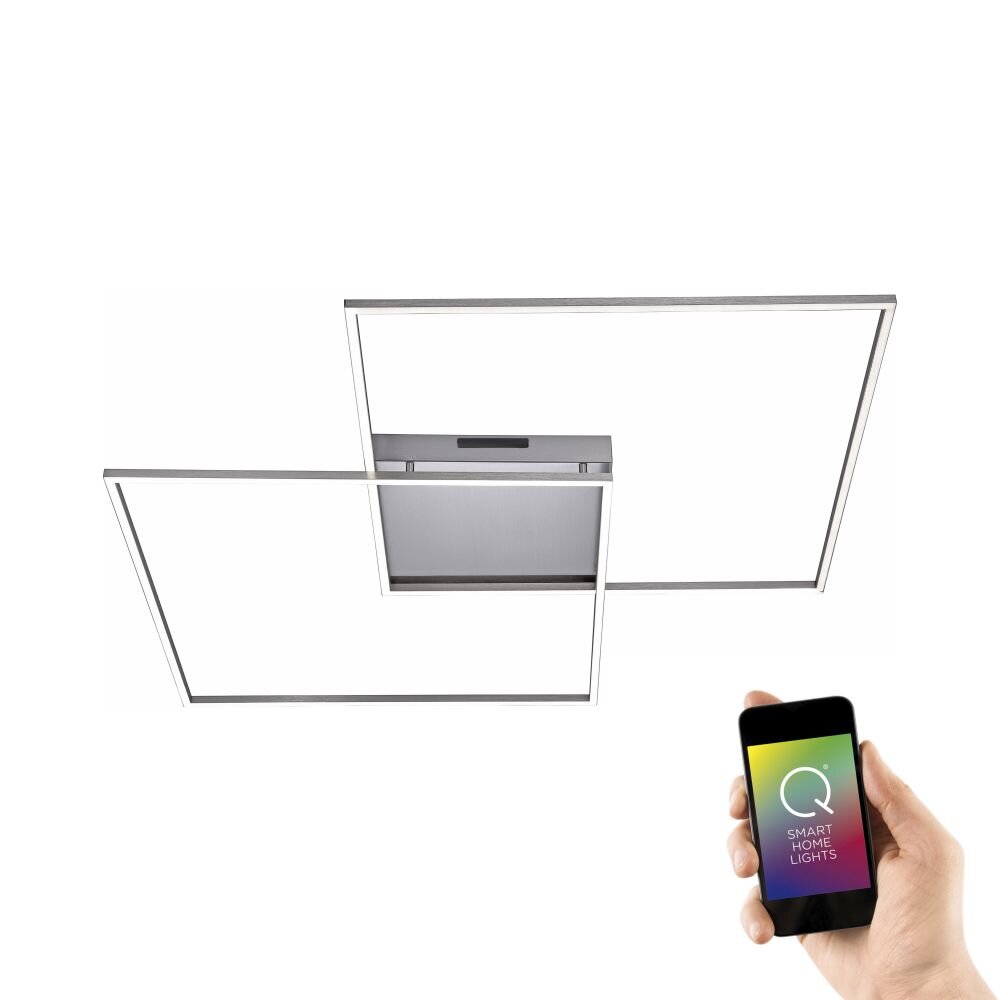 Plafonnier Paul Neuhaus Q-Inigo LED Acier inoxydable, 2 lumières, Télécommandes main product photo