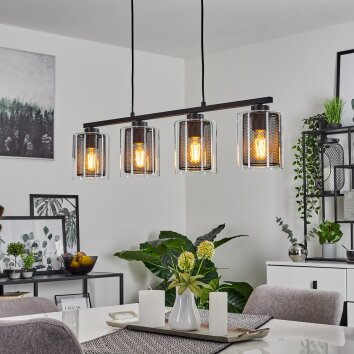 Suspension  Pajonales Noir, 4 lumières