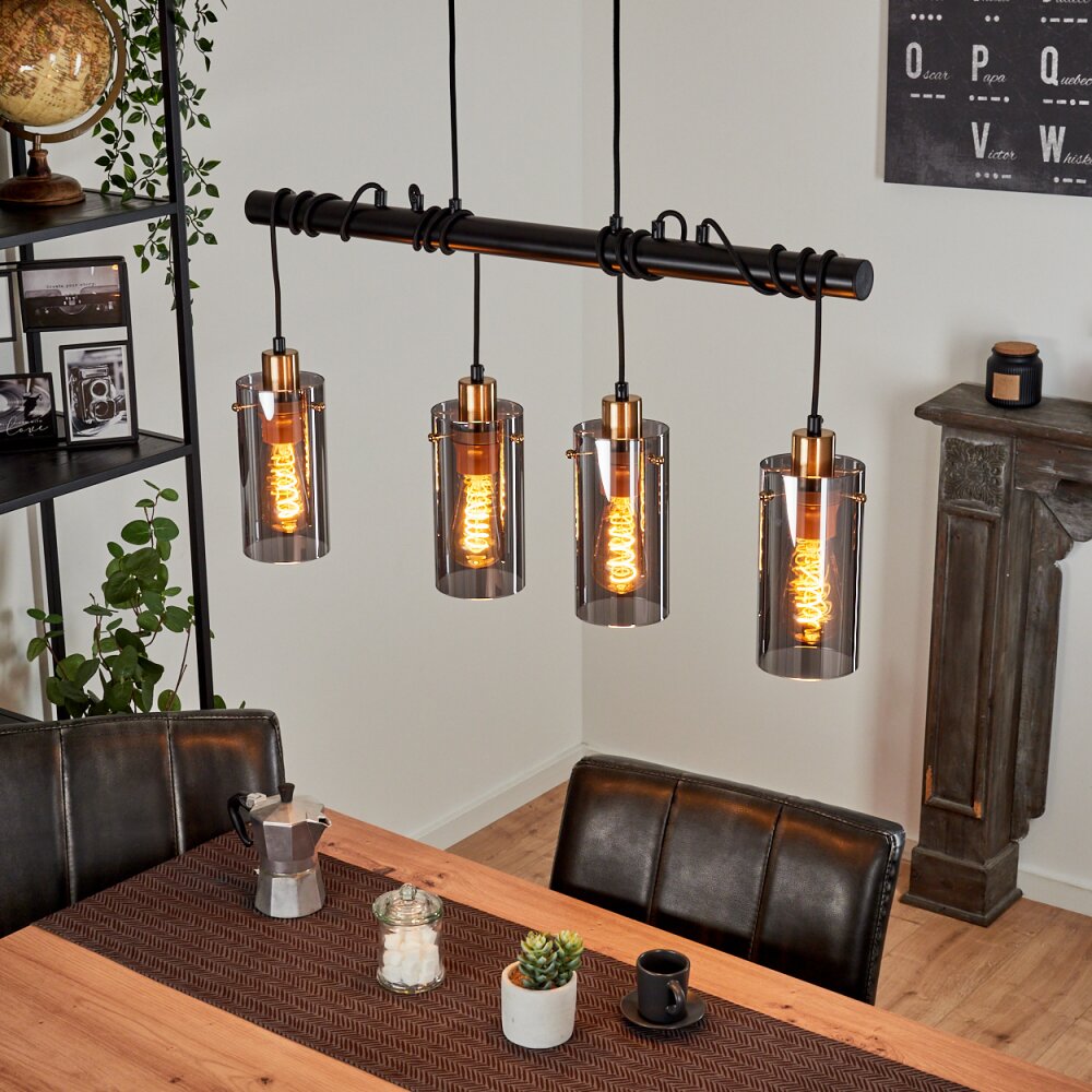 Suspension Vaurois Laiton, Noir, 4 lumières main product photo