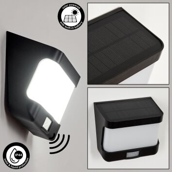 applique solaire  Colchagua LED Noir, Blanc, 1 lumière, Détecteur de mouvement