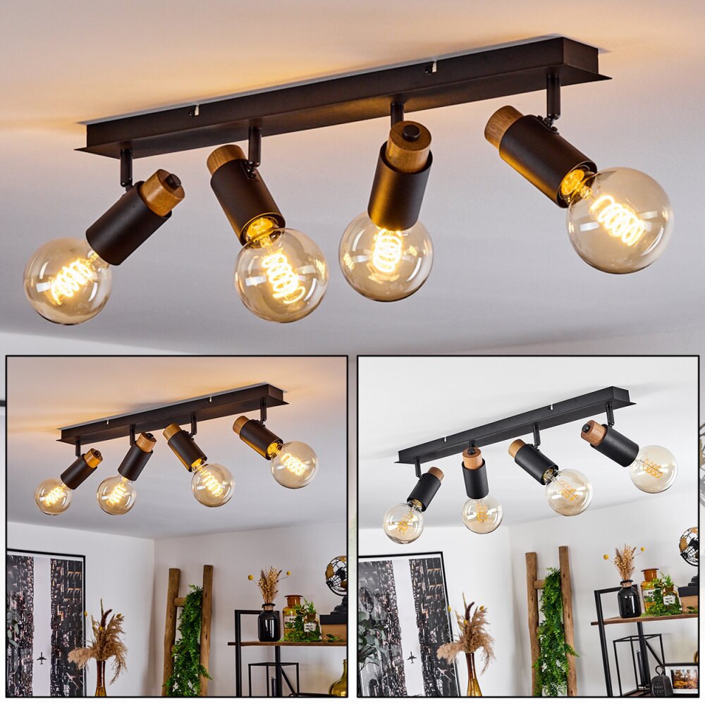 Plafonnier Brenier Bois foncé, Noir, 4 lumières main product photo