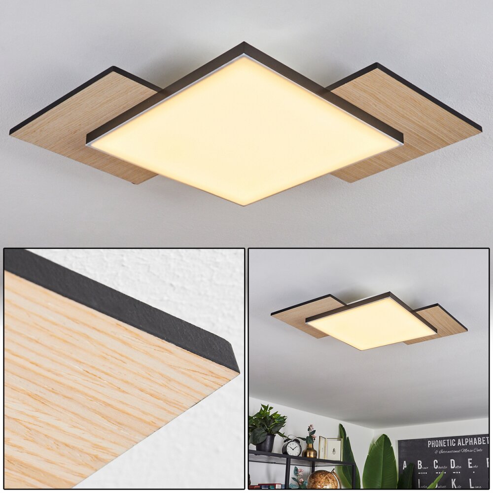 Plafonnier Barullu LED Bois clair, Noir, Blanc, 1 lumière main product photo