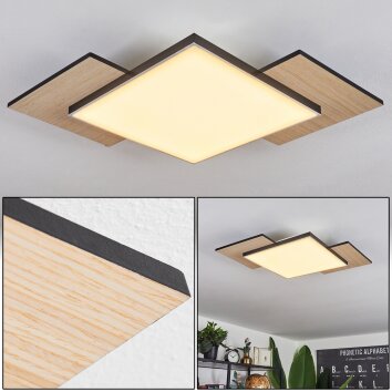 Plafonnier  Barullu LED Bois clair, Noir, Blanc, 1 lumière