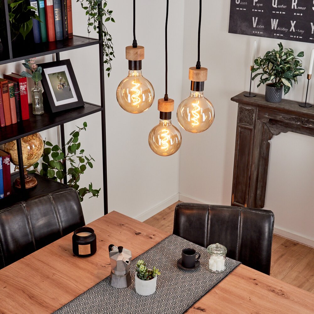 Suspension Harran Écru, Noir, 3 lumières main product photo