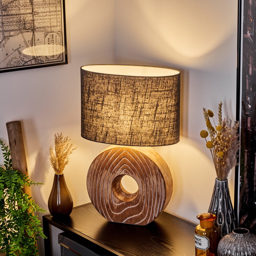Lampe de table Francillon Brun, Chrome, Couleur bois H3615119
