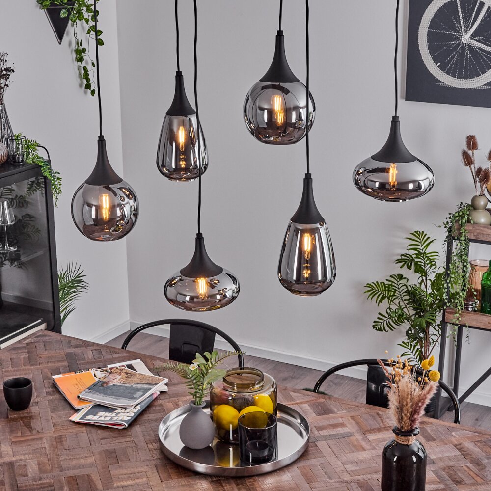 Suspension Maynal Noir, 6 lumières main product photo
