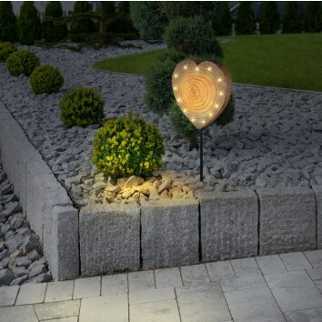 lampe solaire Globo HERZ LED Couleur bois, 13 lumières