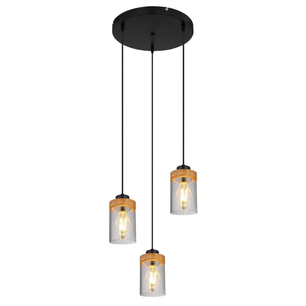 Suspension Globo FINCA Écru, Noir, 3 lumières main product photo