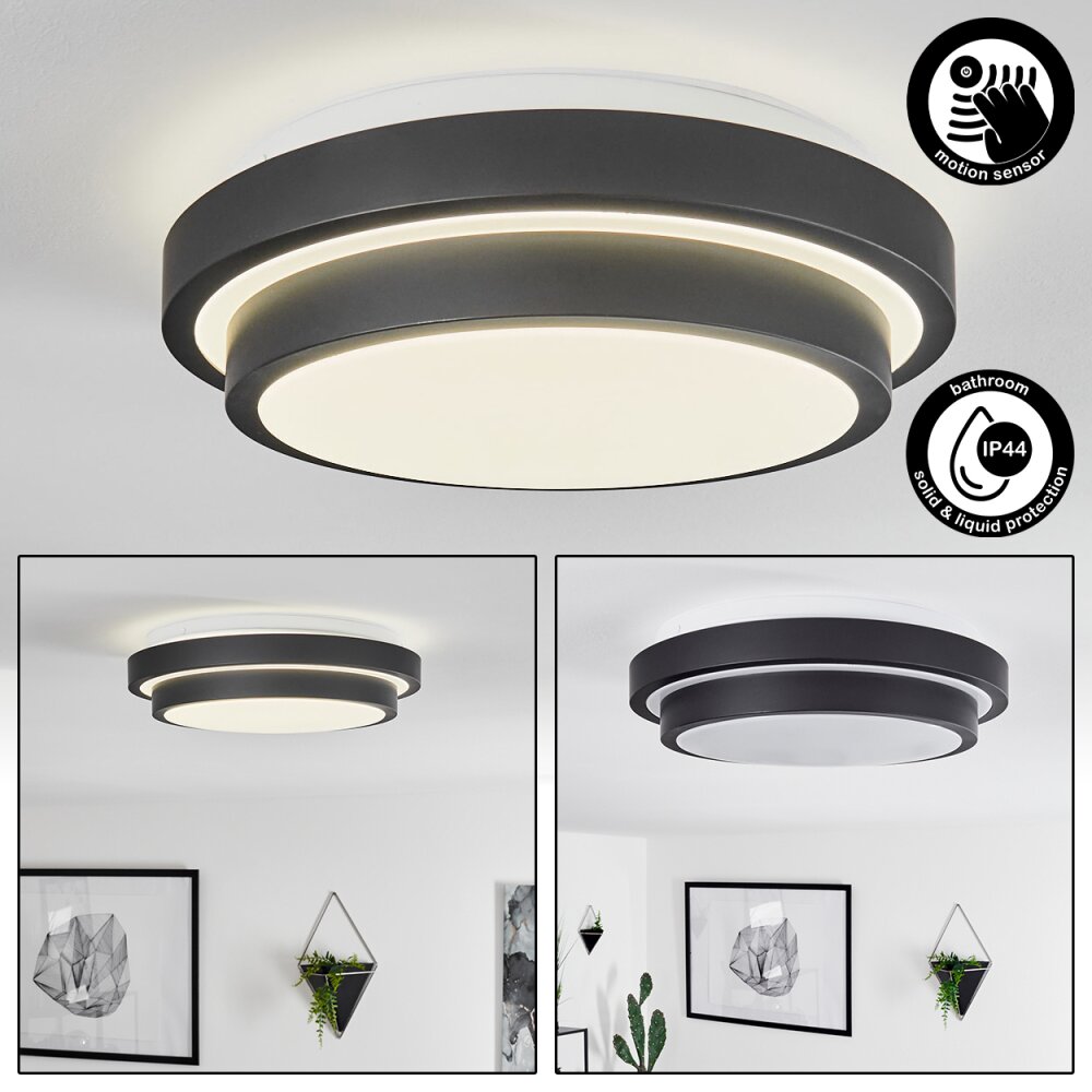 Plafonnier Subles LED Noir, Blanc, 1 lumière, Détecteur de mouvement main product photo