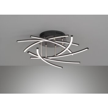 Plafonnier Fischer & Honsel Cross TW LED Noir, 7 lumières, Télécommandes