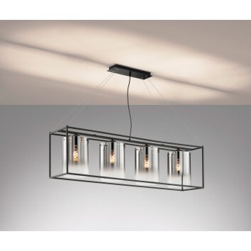 Suspension Fischer & Honsel Samu Noir, 4 lumières