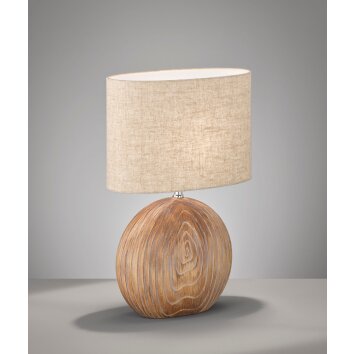 Lampe de table Fischer & Honsel Tobse Couleur bois, 1 lumière