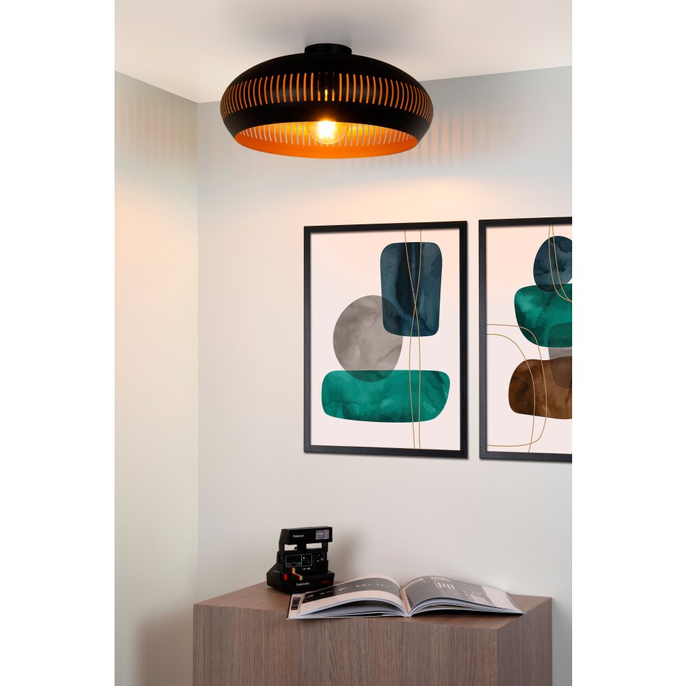 Plafonnier Lucide RAYCO Noir, 1 lumière main product photo