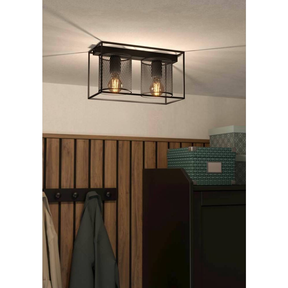 Plafonnier Eglo CATTERICK Noir, 2 lumières main product photo