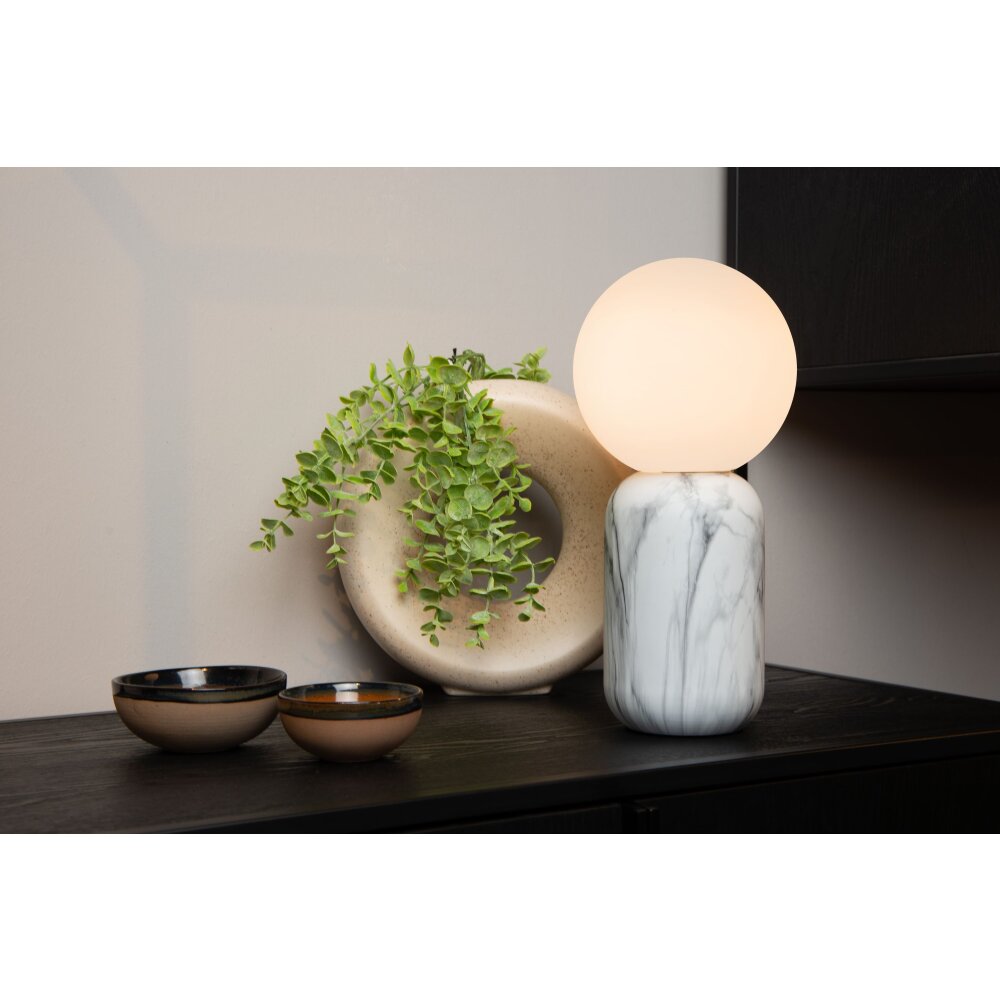 Lampe de table Lucide MARBOL Aspect marbre, Blanc, 1 lumière main product photo