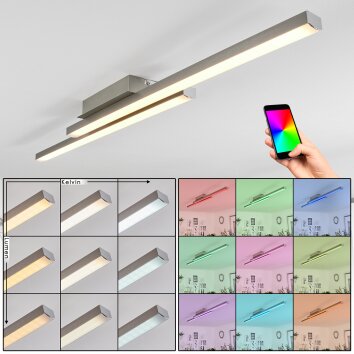 Plafonnier  Tamizat LED Nickel mat, 2 lumières, Changeur de couleurs