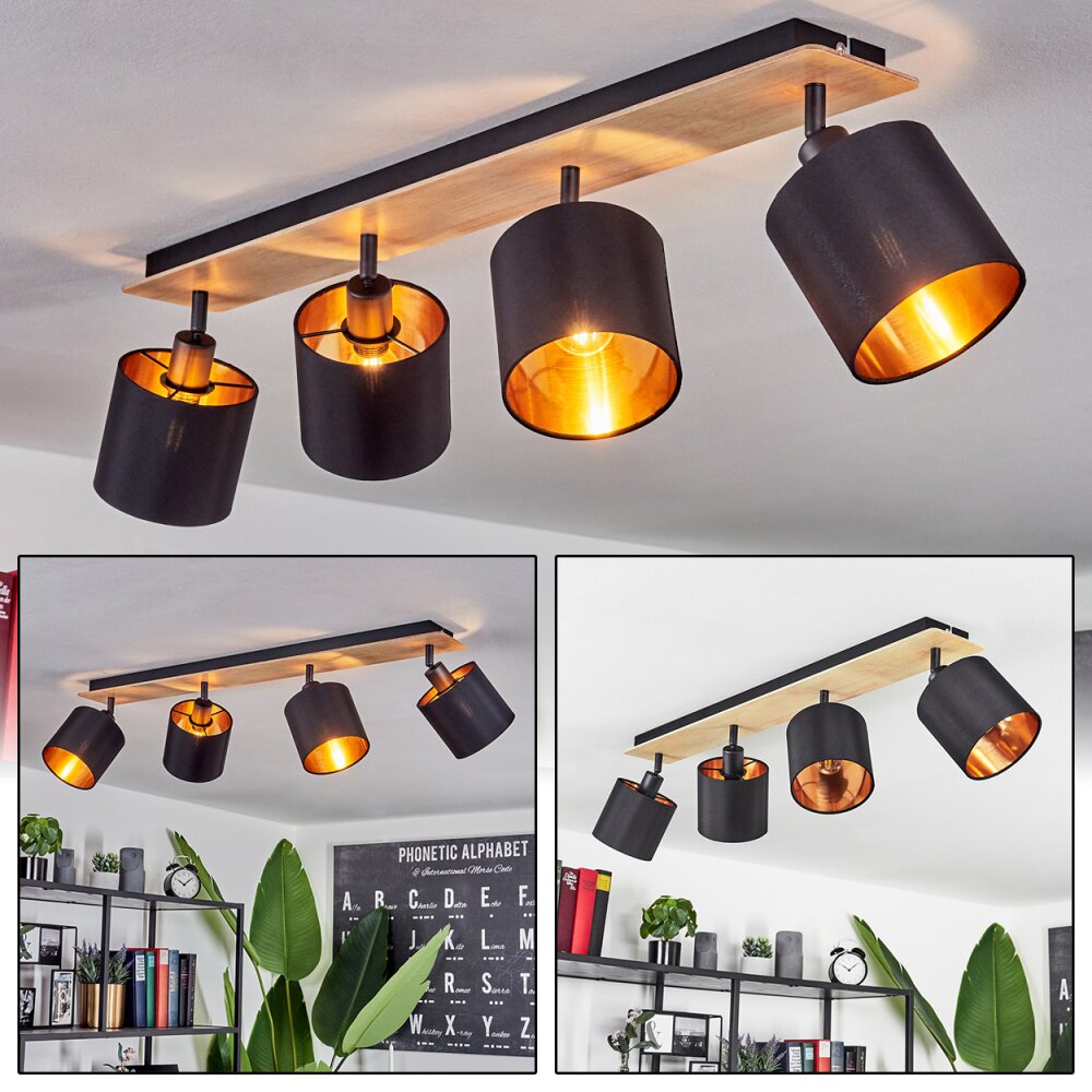 Plafonnier Alsen Bois clair, Noir, 4 lumières main product photo