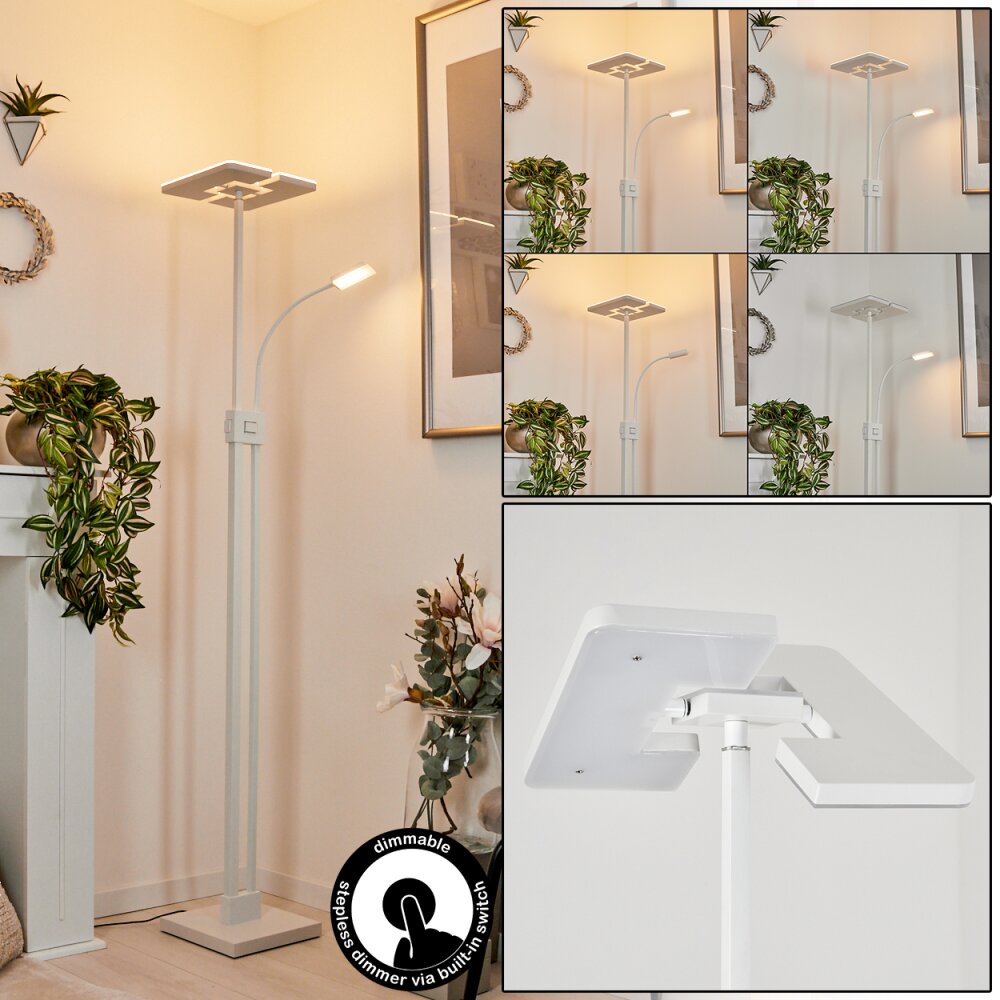 Lampadaire à vasque Janze LED Blanc, 2 lumières main product photo